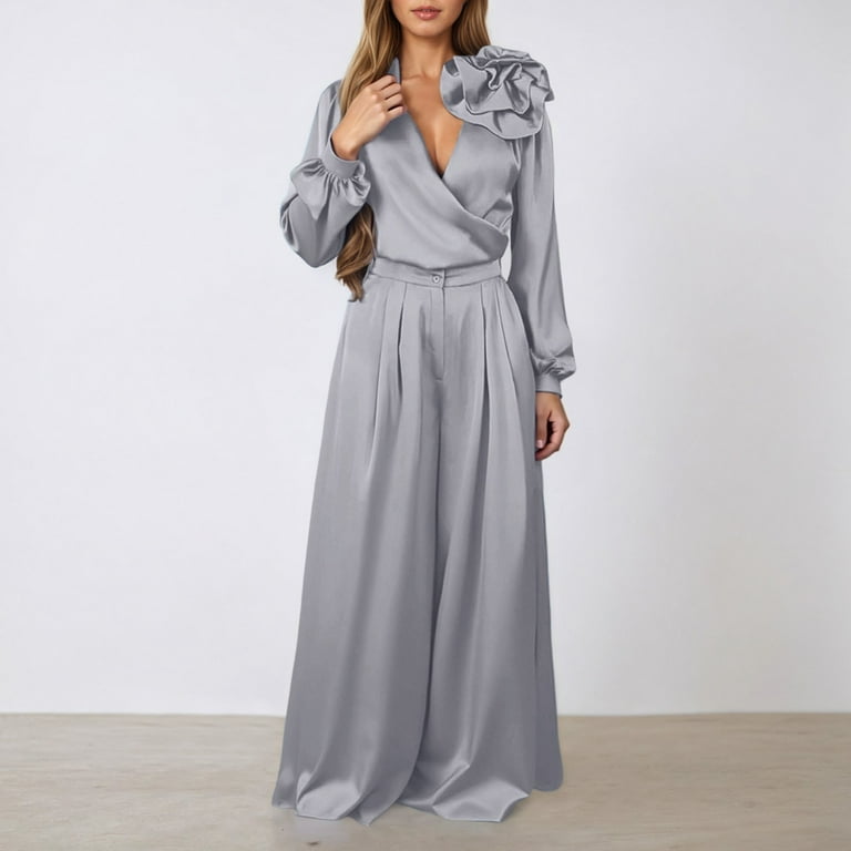 grey silk dress outfit Vimissia Long Silk Slip Dress main image 0
