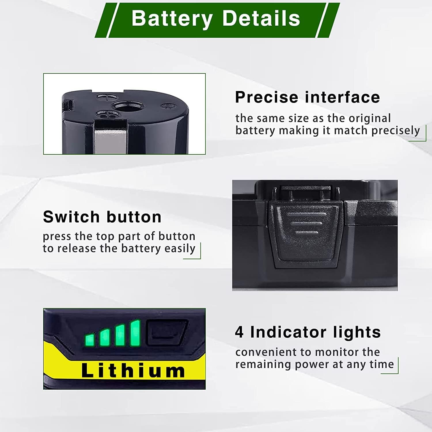 BOTKK 2Packs 4.0Ah Battery Replacement for Ryobi 18V ONE+ Battery P104 P105 P102 P103 P107 18V Battery