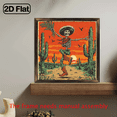 thumbnail image 2 of 2D Flat 1pc Classic Wooden Skull Cactus Wall Art, 8x8 Inch Vintage Decorative Sign with Sombrero, Polished Finish, Abstract Theme for Home, Living Room, Bedroom, Versatile Room Decoration Abstract, 2 of 9
