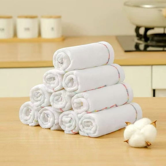 Cleaning Cloth, Kitchen Towels for Dish Drying Washing, Absorbent Streak Free Lint Free Rags for Cleaning, Reusable and Washable Towels -5Pack,White,12" x 12"