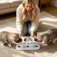 thumbnail image 3 of Gytml Elevated Triple Cat Bowls With Wooden Stand, Raised 3 Stainless Steel Dishes For Food Water, Easy Clean Feeder For Cats & Small Dogs(Khaki-16.85Inch), 3 of 7