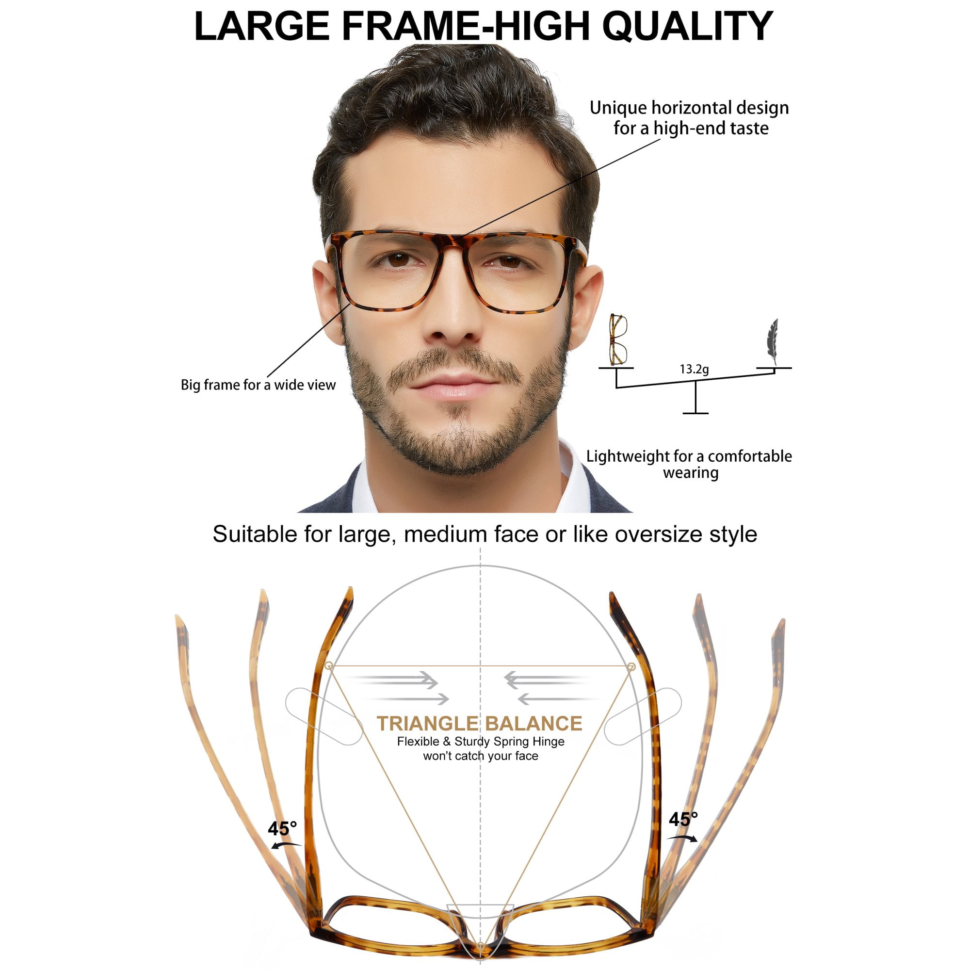 Big Frame Prescription Glasses, Eye Glasses Frames Big Men