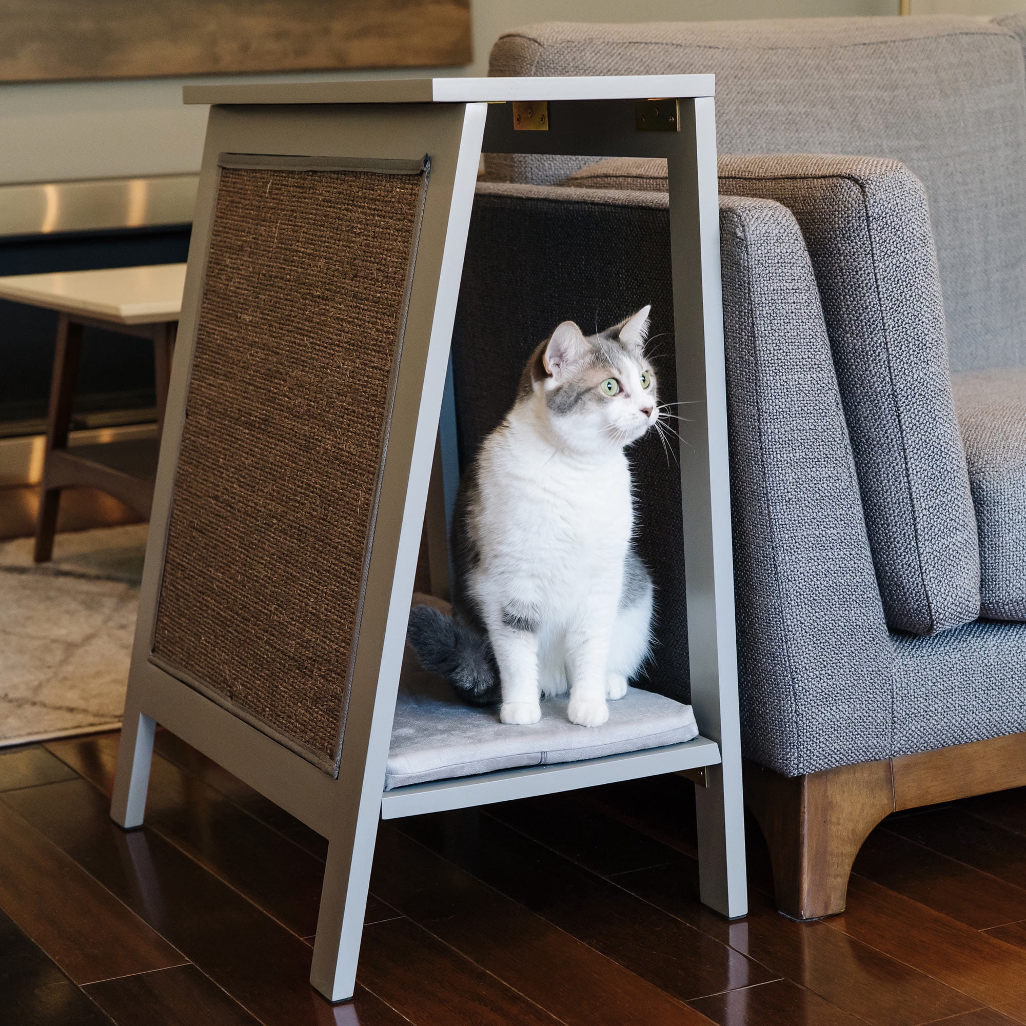 The Refined Feline, A-Frame Cat Bed, Smoke