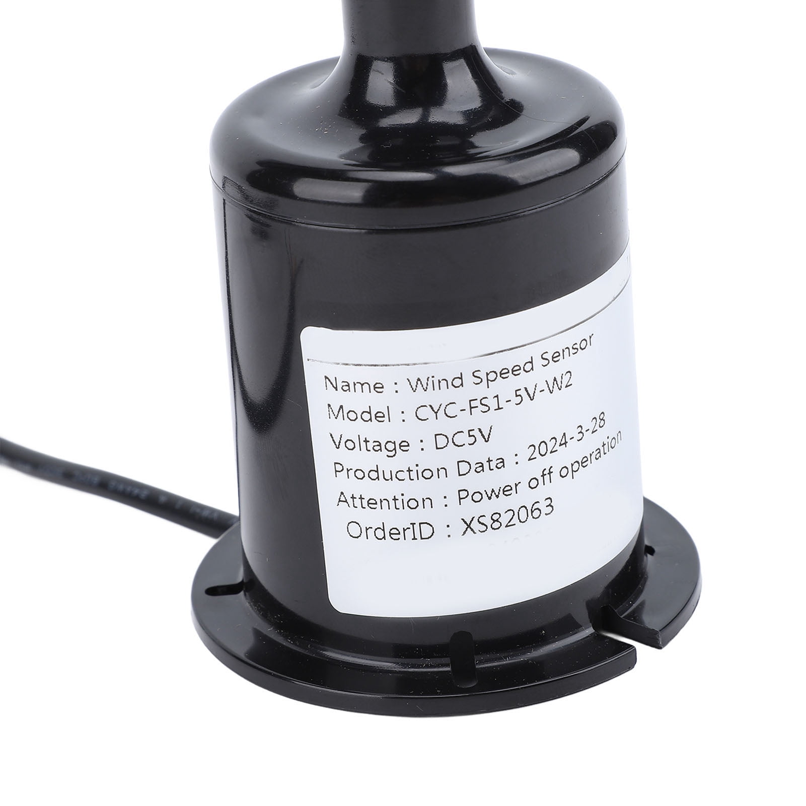 Nieyigj High Accuracy Wind Speed Monitoring Sensor, 3-Cup Anemometer DC 5V with RS485 Modbus for Weather Stations & Agriculture, Black (6.2 in / 15.8 cm)