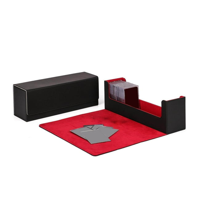 serony 400 CARD CASE + Divider-Trading Trading box card deck box Card Storage Card Deck Trading Card Box 310x95x115mm Black Red
