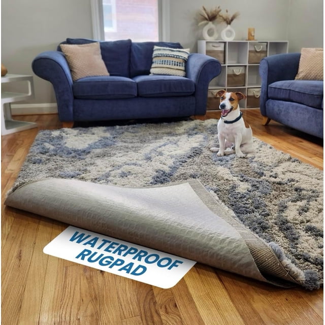 Waterproof Rug Pad, 3x5 ft (1/4" Medium) - Non-Slip Cushioned Pad for Area Floors - Washable, Pet-Friendly, Protects Floors from Spills and Accidents, Scratch-Resistant Rug Underlay