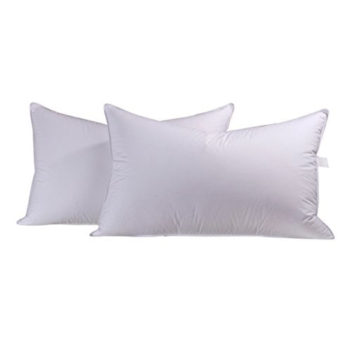 Eastwarmth Goose Down Feather Bed Pillows for Sleeping One Pillow 100% Cotton Cover Medium Firm Standard 20x26inch White Color