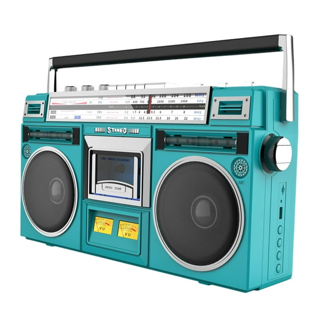 lionlar Cassette Player Boombox Multifunctional with Handle Stereo Sound Tape Player Green