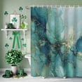 thumbnail image 3 of Shower Curtain, Abstract Marble Texture Waterproof Shower Curtain Set with Hooks for Bathroom Showers,Stalls and Bathtubs,60x72In Gold Green Gradient, 3 of 9