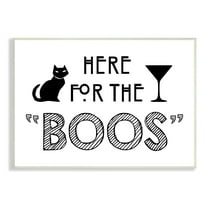 Here For Boos Halloween Typography Black Cat Motif Holiday Graphic Art Unframed Art Print Wall Art