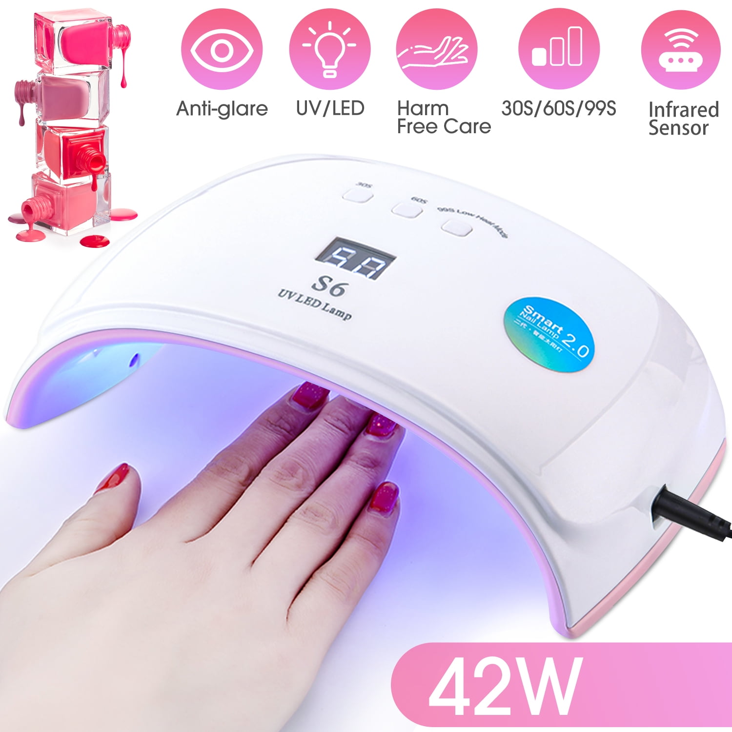 sacudir Napier Crueldad UV LED Nail Lamp, 42W Nail Dryer Gel Nail Light for Nail Polish, Light  Curing in 3 Modes for Time, for Manicure Pedicure Nail Art at Home -  Walmart.com
