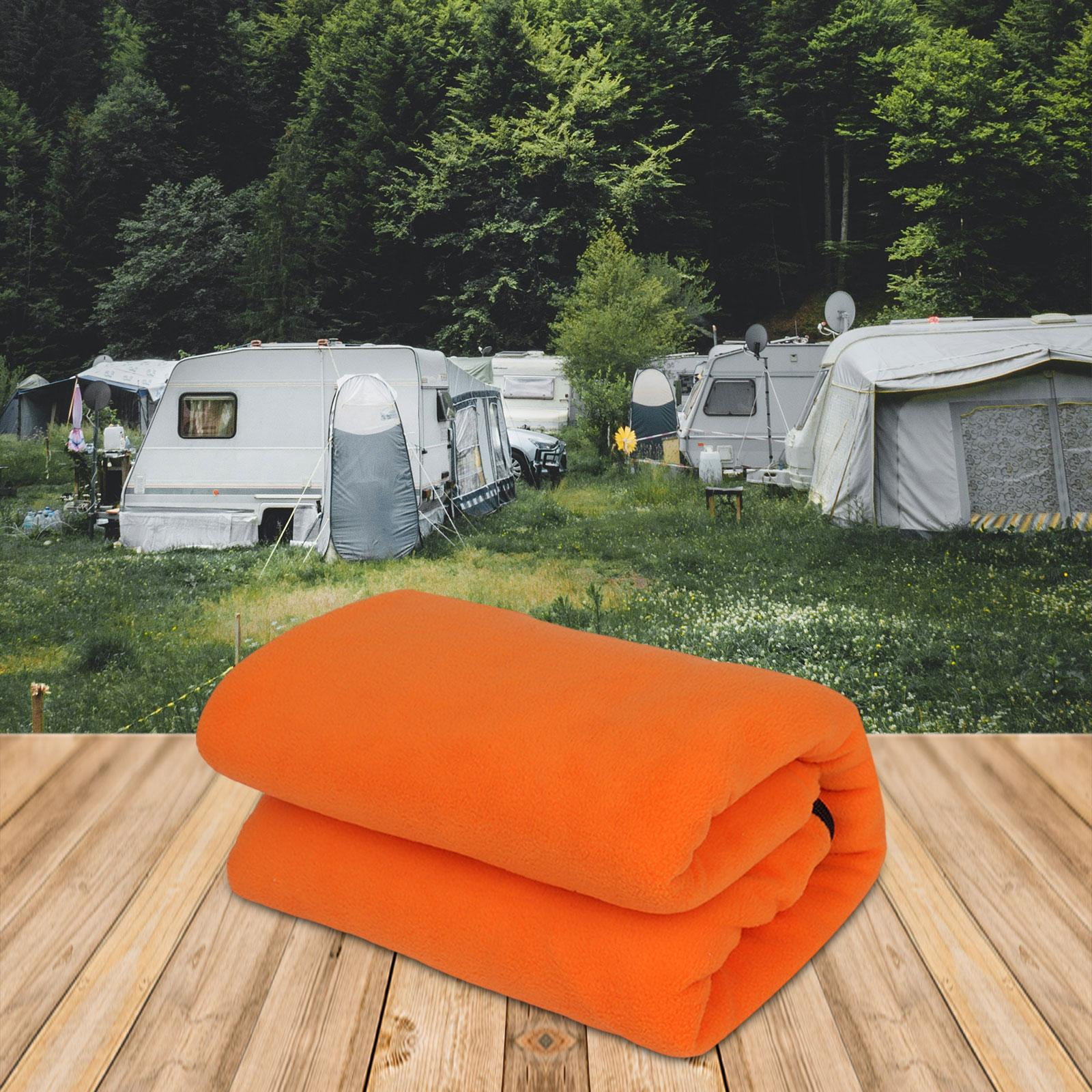 Wswqop Polar Fleece Sleeping Bag Liner Emergency Blanket for Adults Portable Camping Blanket for Traveling Backpacking Cold Weather , Orange