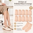 thumbnail image 2 of 10 Pairs Women's Silky Anti-Slip Cotton Sole Sheer Ankle High Tights Hosiery Socks Reinforced Toe 10 Pairs Women's Ankle High Sheer Socks, 2 of 9
