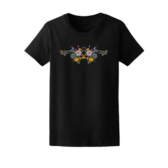 Flowers With Birds Pattern Tee. Women's -Image by Shutterstock
