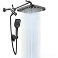 thumbnail image 2 of Rain Shower Head Combo, 3-Way Rain Shower Head Wall Mounted Black High Pressure Rain Shower Head Combo with Extension 4+1 Functions Arm Dual Shower Heads with Handheld Spray Combo 12INCHS, 2 of 8