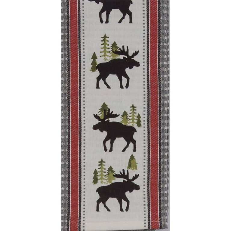 Set of 2 Pinecone Trails MOOSE & BEAR Terry Kitchen Towels by Kay Dee  Designs 