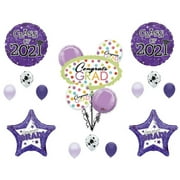 Class of 2021 Polka Dots Purple Congrats Graduation Party Balloons Decorations