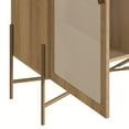 thumbnail image 5 of Boho Bar Cabinet - 36"L x 43"H with Gold Iron Legs, 2 Rattan Door Sideboard, Coastal Oak, 5 of 6