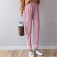 thumbnail image 3 of iOPQO womens fall fashion 2022 Women Winter Corduroy Solid Color High Waist Keep Warm Long Pants Thermal Underwear Bottoms Pink 3XL, 3 of 9
