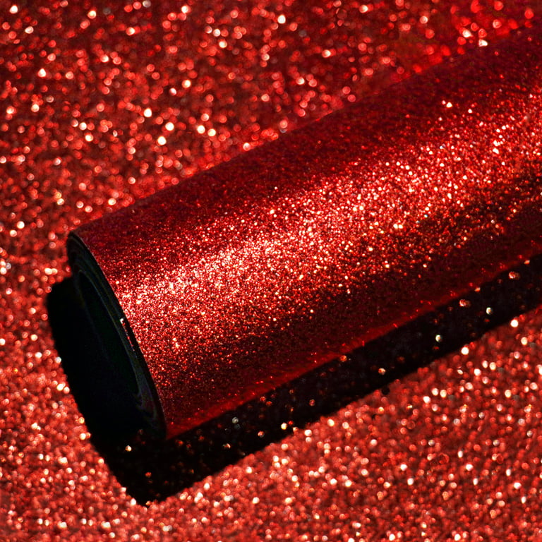 VEELIKE 15.7''x354'' Red Glitter Wallpaper Peel and Stick Gliiter Contact Paper Red Sparkle Self Adhesive Decorative Removable Glitter Fabric Wall