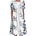 thumbnail image 2 of Robes Maxi pour Femmes Robe d'Été Bohème à Imprimé à Manches Courtes Robe de Plage Longueur Genou Robe à Manches Courtes en Liquidation, 2 of 5