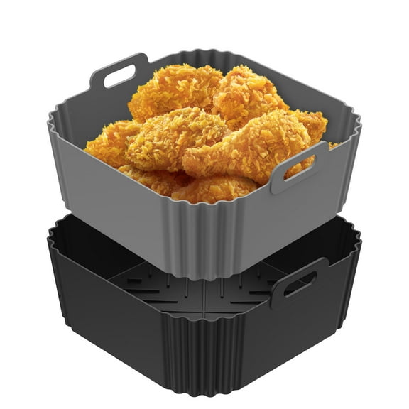 Grusce 2PCS Silicone Air Fryer Liners, 2Pack 5-8QT 8.8inch Square Air Fryer Liners Reusable Basket, Air Fryer Accessories
