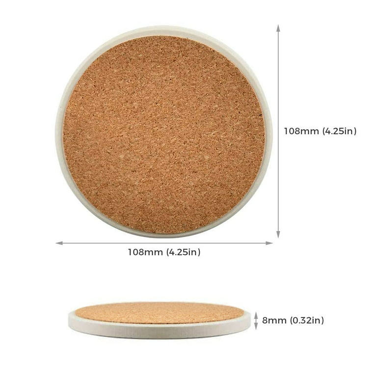 Ving 144 Pack Sublimation Blank Round Ceramic Tiles Coasters 4.05in with Cork Backing Pads, Size: 103mm x 103mm x 8mm (4.05in x 4.05in x 0.315in