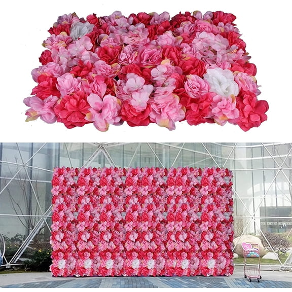 Miumaeov 6PCS Artificial Rose Flower Panels Silk Floral Panel Velvet Hydrangea Wall Panel Backdrop Decor Flower Mat for Wedding Banquet Bridal Party Baby Shower, 23.62 X 15.75 in