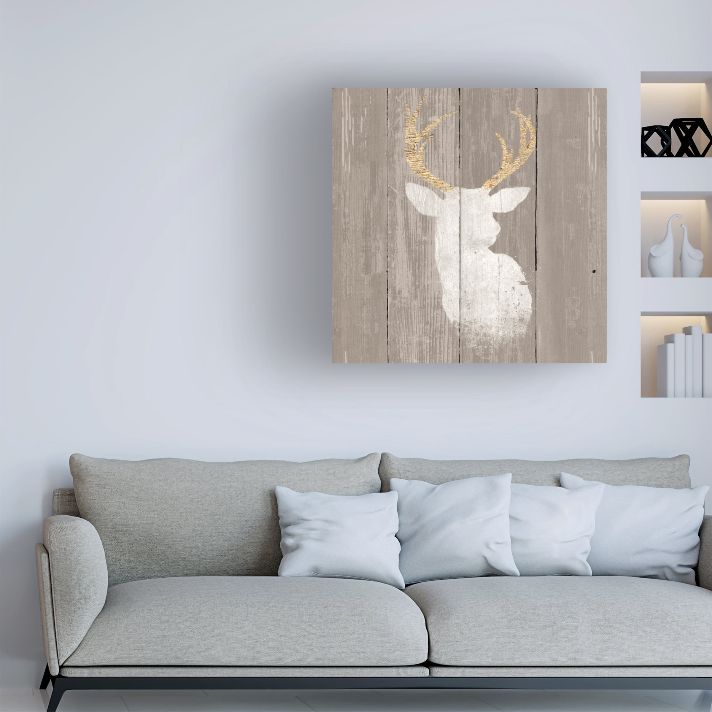 Wellington Studio 'Precious Antlers II On Gray Wood' Canvas Art