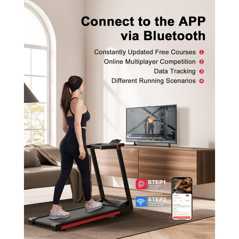 SSPHPPLIE Folding Treadmill with Incline 3.5HP Foldable Treadmills with 350 LBS Weight Capacity for Home Speed Range 0.6 10mph black