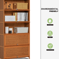 thumbnail image 5 of Magshion Bamboo 5 Tiers Tall Bookcase with Door, Books Storage Shelf, Brown, for Home, 5 of 10