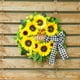 thumbnail image 1 of Corona de flores de madera con forma de girasol y lazo para primavera y verano, para colgar en la puerta, para puerta de entrada, patio, decoración del hogar., 1 of 6