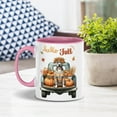 thumbnail image 4 of Hello Fall Autumn Wreath Pitbull Pumpkins Pickup Truck 11oz Accent Two-tone Mug Terrier Dog Lover Coffee Tea Cup - 13011, 4 of 5