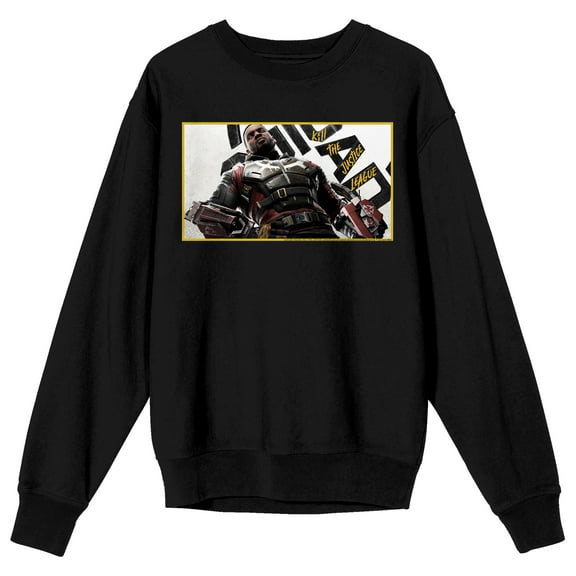 Suicide Squad: Kill the Justice League Deadshot Adult Black Crew Neck Sweatshirt-3XL