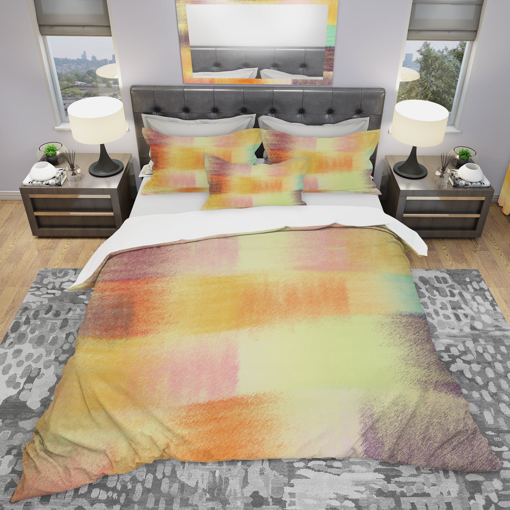Designart 'Grunge Striped Quilt Colorful Abstract' Modern & Contemporary Duvet Cover Set