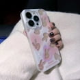 thumbnail image 3 of Pink Holographic Bunny Phone Case for iPhone 12, Cute Flower Laser Korean Cartoon Rabbit Case for Women Girls, 3 of 12