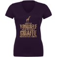 thumbnail image 1 of Always Be Yourself Giraffe Juniors V-Neck T Shirt, 1 of 1