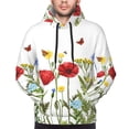 thumbnail image 4 of KLL Wild Herbs Print Mens Hoodie Long Sleeve Casual Pullover Hooded Sweatshirt Fashion Drawstring Hoodies with Pocket-Large, 4 of 6