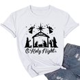 thumbnail image 2 of Gibobby Blusa Casual Para Mujer Camiseta de manga corta con cuello redondo y estampado de para mujer O Holy Night（Blanco， S), 2 of 3