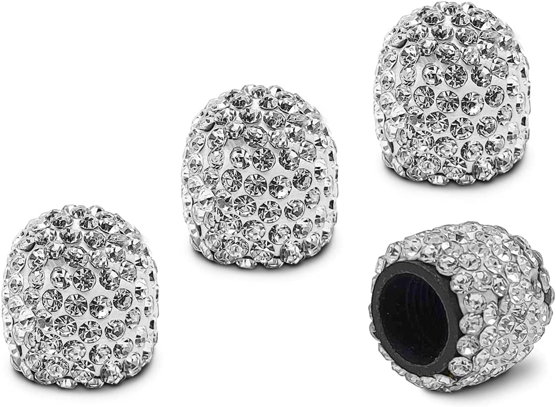 EcoNour Bling Tire Stem Valve Cap (4 Pack) | Protect Your Tire Valves from Dirt & Corrosion with Tire Air Caps | Universal Tire Stem Caps for Cars, Motorbikes and Trucks | Girl Car Accessories