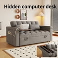 thumbnail image 3 of 3-in-1 Foldable Large-size Sofa Bed with USB Charging Station and Table Board, Modern Velvet Sleeper Sofa Couches Bed with Storage Armrests and Adjustable Back for Living Room, Apartment, Dark Grey, 3 of 9