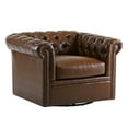 thumbnail image 2 of Bentar Chesterfield Swivel Club Chair with Button-Tufted Faux Leather, Nailhead Trim, Scrolled Arms, 360° Rotation, Dark Brown, 2 of 8