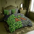 thumbnail image 2 of meiyoeat Personalized Pixelated Monogram R 7-Piece Twin Bedding For Boys,Geometric Plaid Buffalo Initial Bedding Comforter Set,Black Reversible, 2 of 7