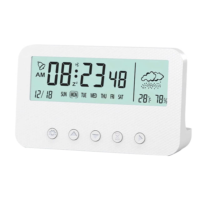 Reloj Despertador Con Pantalla Digital Lcd Reloj Despertador Portátil De Estilo Minimalista Con Sensor De Temperatura Y Humedad Función De Repetición Para El Dormitorio Sala De Estar Oficina Speravity HA019346-00