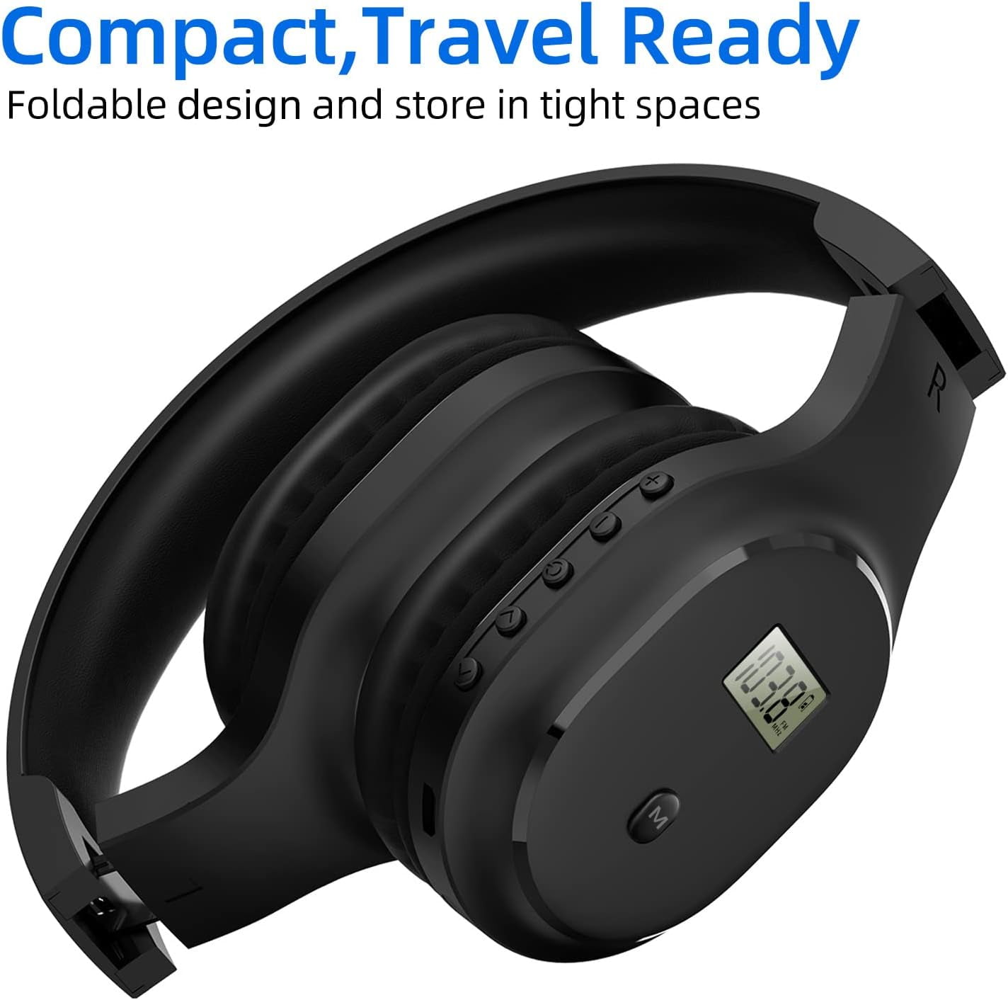 FM Radio Headphones with Bluetooth, Rechargeable Portable Headset with Built-in Microphone, Lightweight and Comfortable Ear Muffs for Jogging, Cycling