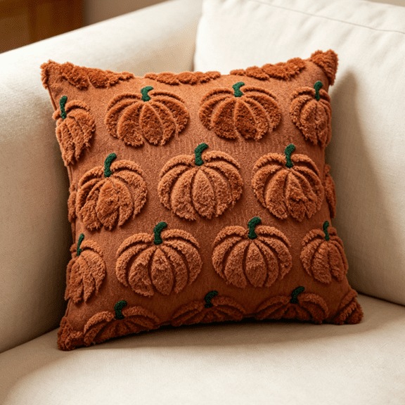 Pumpkin Fall Decorative Throw Pillow Covers Soft Faux Fur Pillow Covers for Autumn Harvest, Fluffy Plush Accent Pillow Cases for Farmhouse Halloween Decor