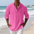 thumbnail image 2 of NominalSnug Mens Cotton Linen Shirts Collarless Long Sleeve Tops Button Down Casual Pullover Soft Breathable Basic Tees Fall Outfits, 2 of 8