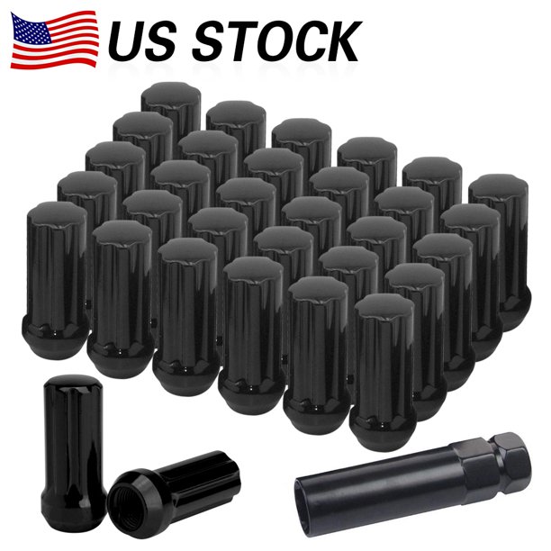 32pc FORD 14x1.5 Black 7Spline Lug Nuts F350 Dually Harley Davidson