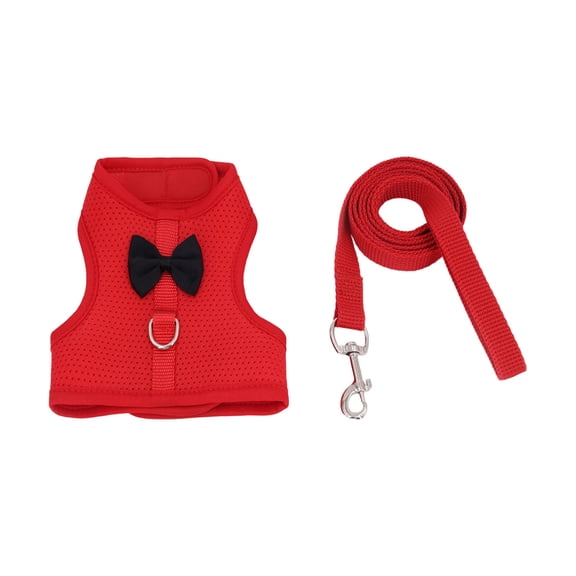 Rabbit Harness and Leash Set with Cute Bow, Soft Breathable Mesh Vest Harness for Rabbits Kitten Ferret Puppy Small Pets Walking Supplies