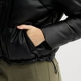 thumbnail image 3 of Juniors' Sebby Faux Leather Puffer Coat Color: Black Size: LARGE, 3 of 4